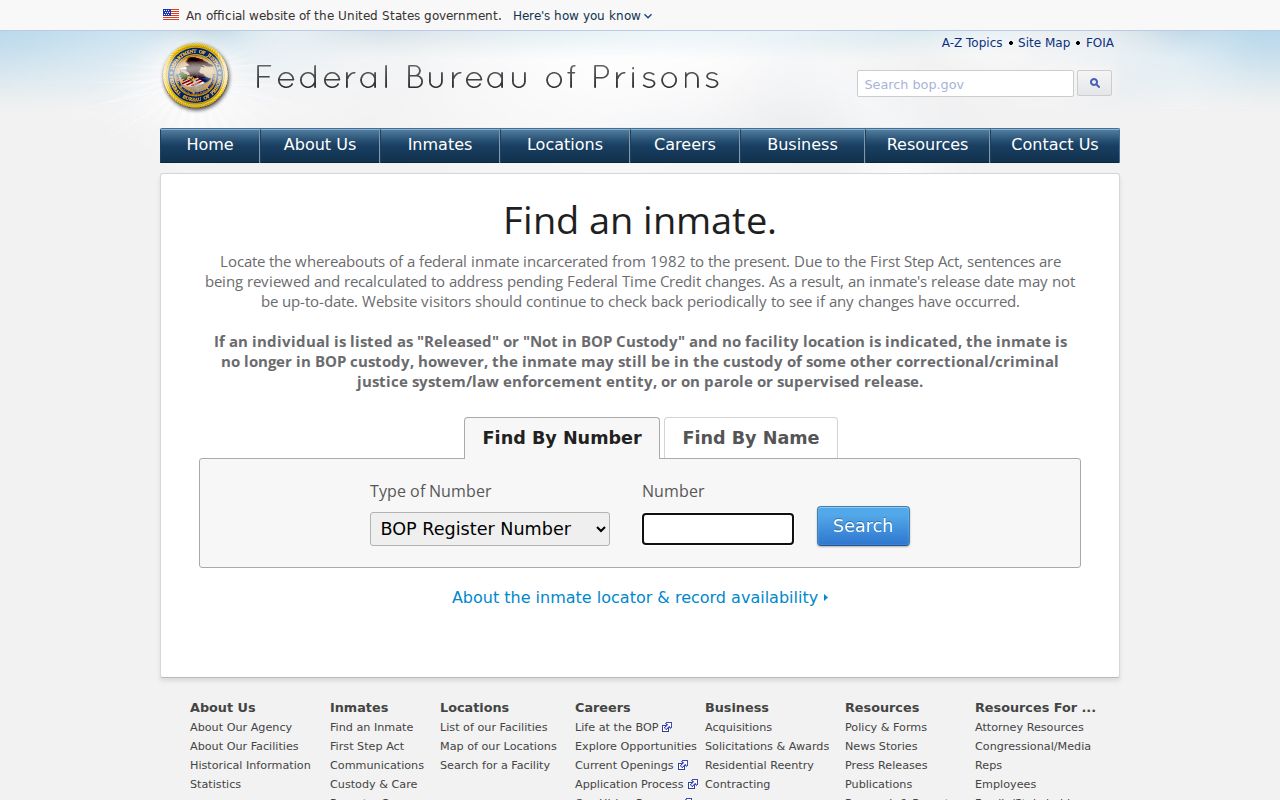 Hooker County arrest history federal prison locator interface