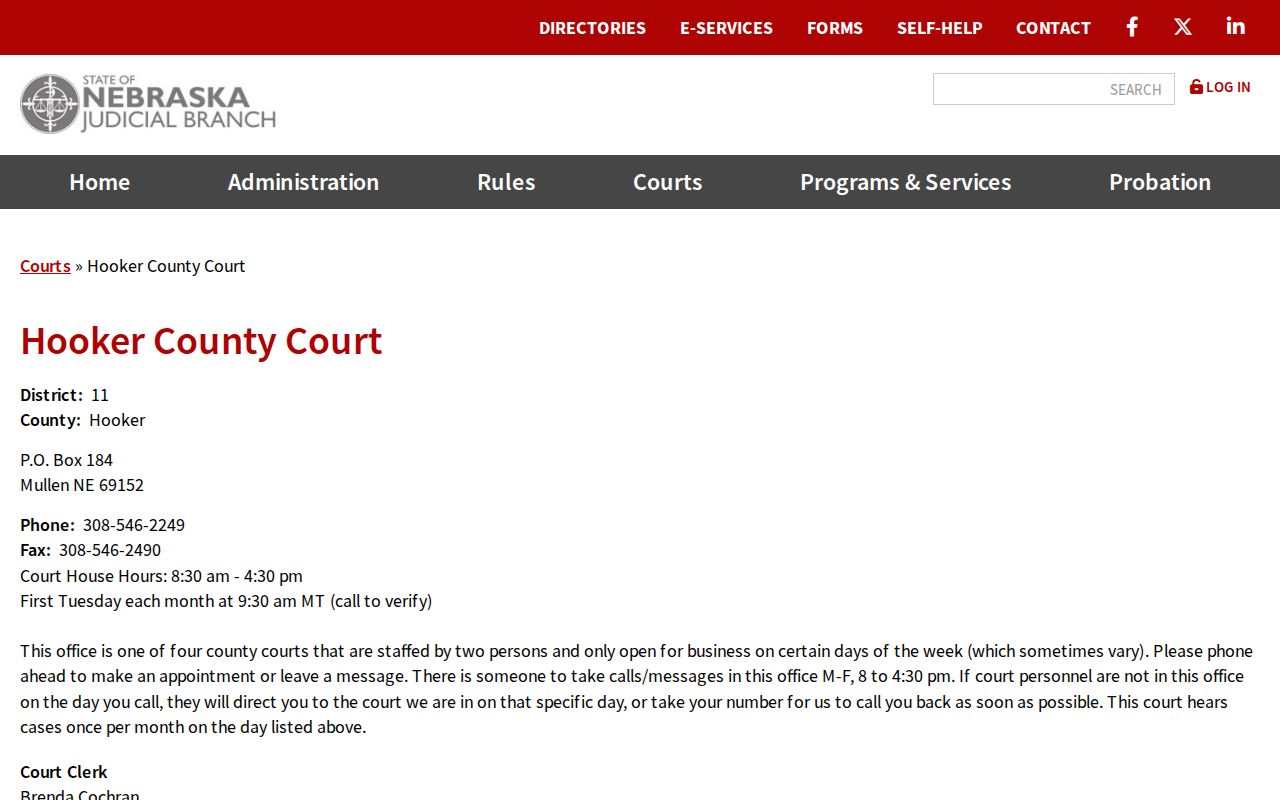 Mullen criminal history Hooker County Court records source